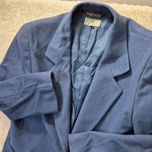 Vintage LL Bean Blazer Jacket Womens 8 Blue Wool Cashmere Blend Mature Office